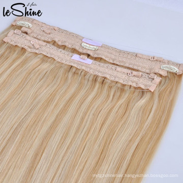 Top Quality Brazilian Wholesale Lace Invisible Wire Halo Hair Weave Extension 100% Remy Single Drawn